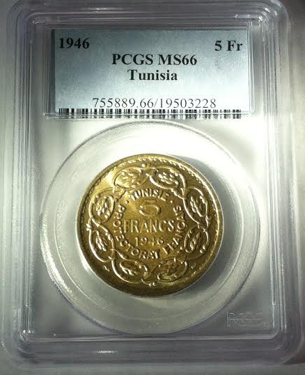 Missing-PCGS-MS-66-Tunisia-5fr-1946-From-Their-Page