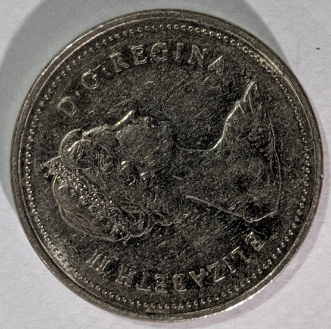 1986-Canadian-Nickel-With-Error-On-Rim