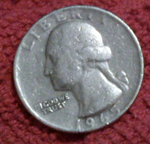 1965-Quarter---A-Worn-Cud-I-Think-=-Cu-25c-1965-01R