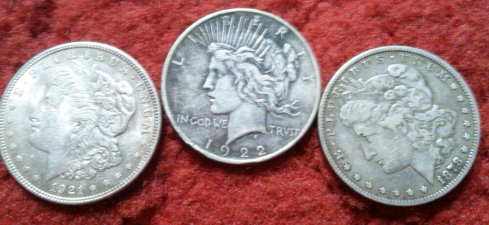 Old-Coins,-Peace-Dollar,-Morgans,-Walking-Liberty