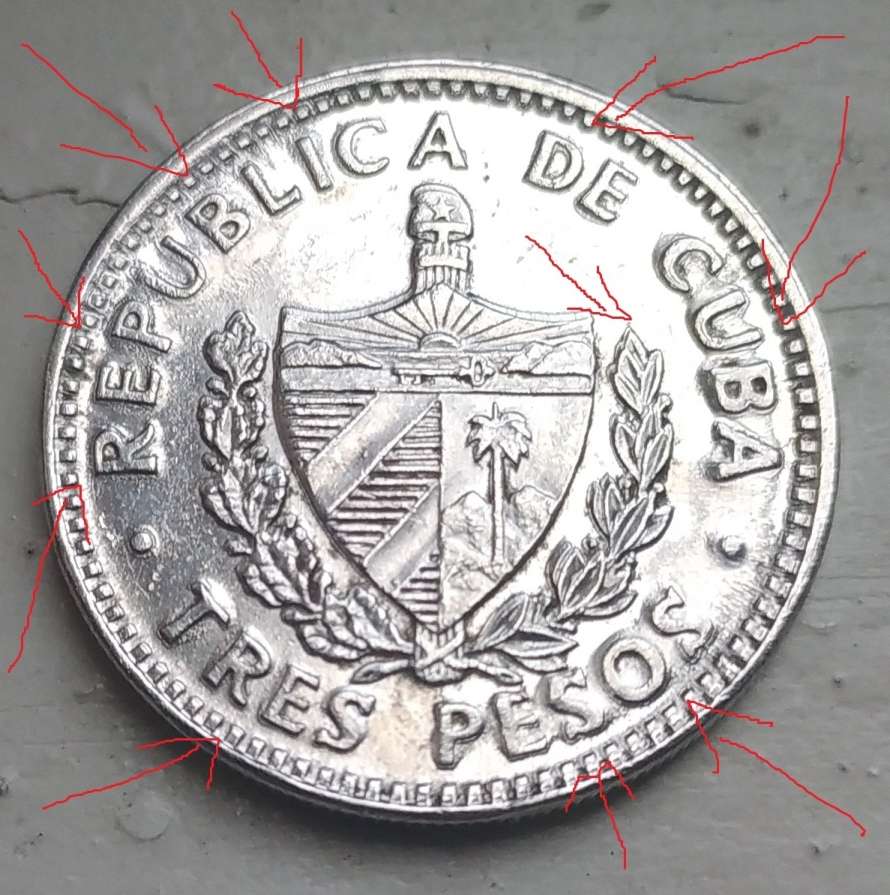 Cuba-3-Pesos-1995---Errors-On-The-Back-Of-The-Coin