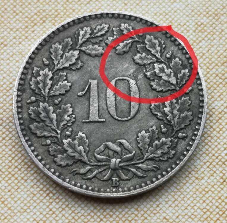 Swiss-10-Rappen-1951---Lamination-Error?