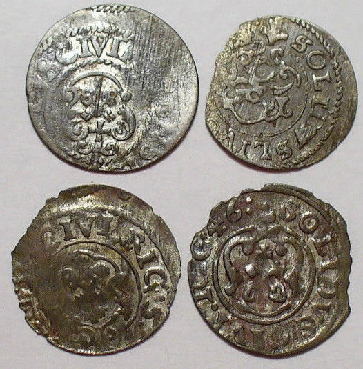 Genuine-Swedish/Livonian-Schilling-Coins-17th-Century?