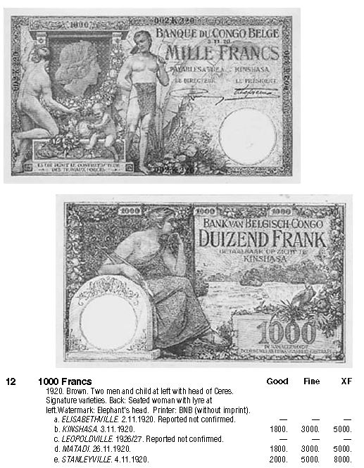 Belgian-Congo:-1000-Francs-1920