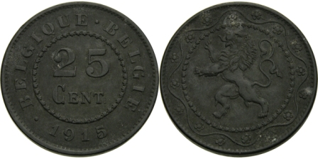 1916-Belgique-25-Cent-Coin
