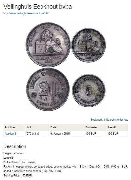 Belgium-1859-10-Centimes-Essai