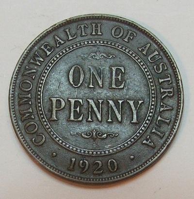 1920-Australian-One-Penny-Double-Dot-Ef+