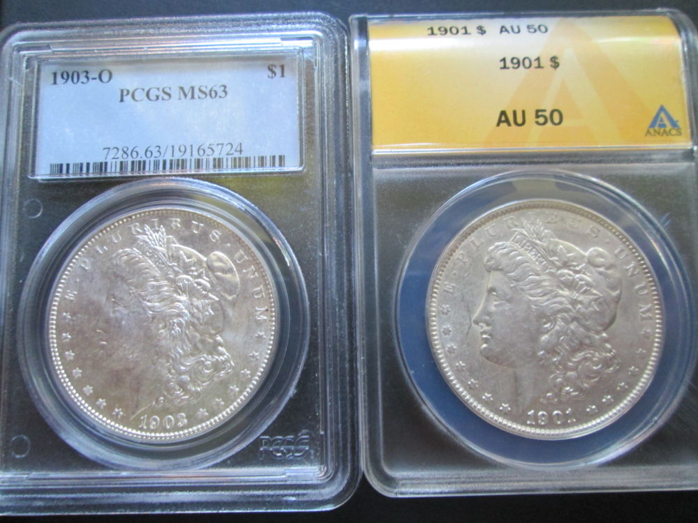 1903-O-And-1901-P-Morgan-Dollars-For-Grading,-Value?