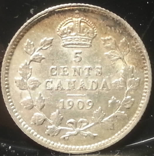 1909-Canada-5-Cents-Unknown-Damage-On-Rim