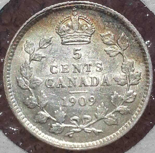 1909-Canada-5-Cents-Unknown-Damage-On-Rim