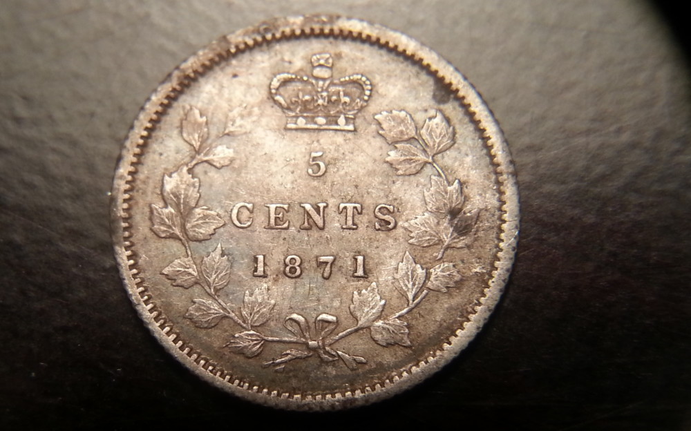 1871-5-Cents-7/7-With-Double-Lettering-And-Die-Cracks