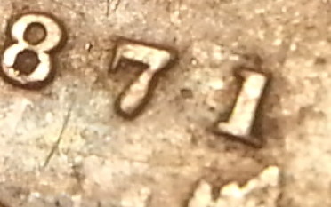 1871-5-Cents-7/7-With-Double-Lettering-And-Die-Cracks