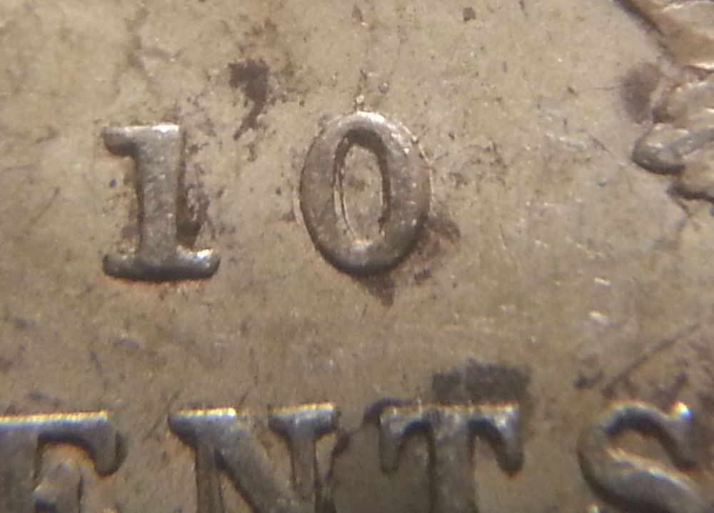 1870-10-Cents-N-0/0-A/V