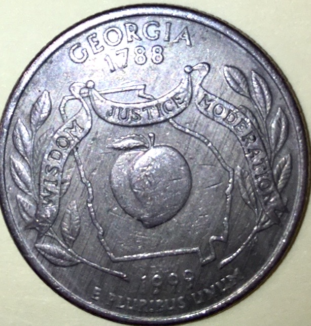 1999-D-Georgia-State-Quarter-With-Striped-Pattern