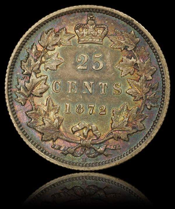 Monster-Toned-Canadian-25-Cen-1872-H!