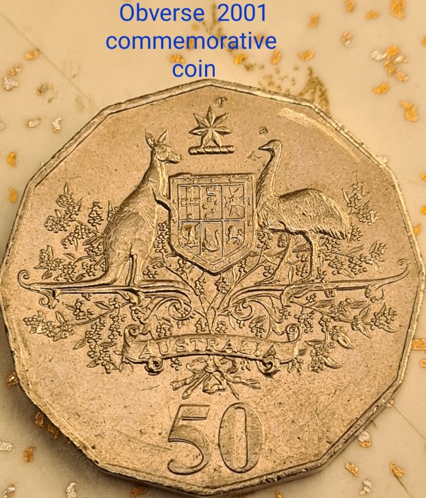 Australian-50-Cent-2001-Commemorative-Coin-DD-Or-Mechanical-Doubling