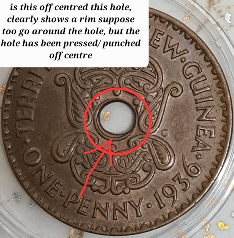 1944-&-1936-New-Guinea-One-Penny-Error-Coins---Extra-Metal