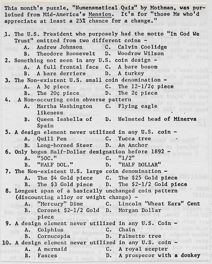 Outdated-Numismatic-Quiz-By-Mothman