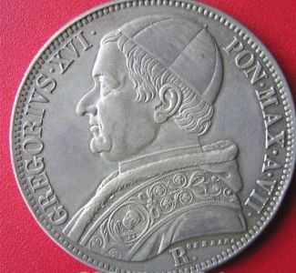1837-Papal-Scudo-Showing-Gregory-XVI
