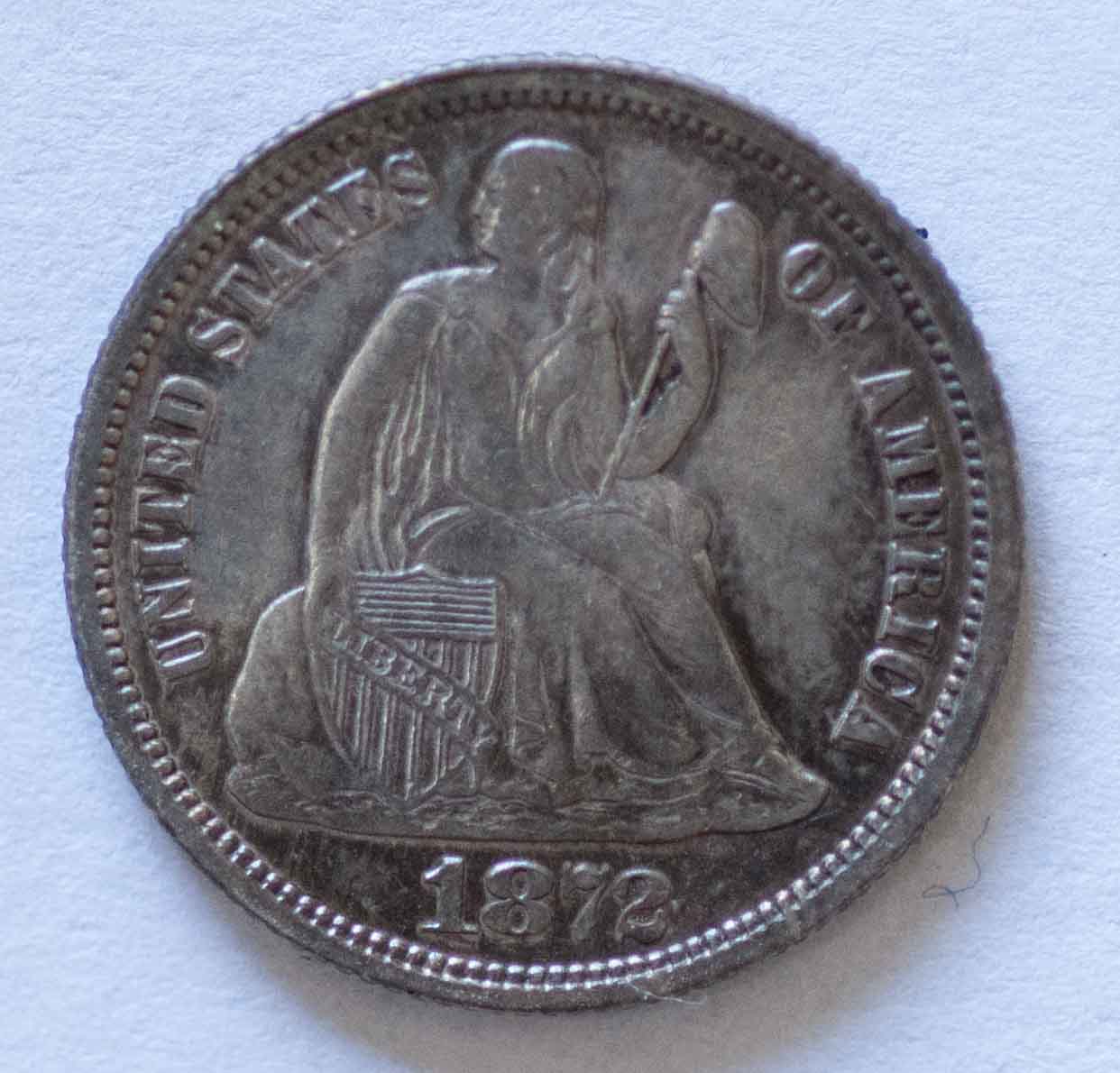 Toned-1872-Seated-Dime