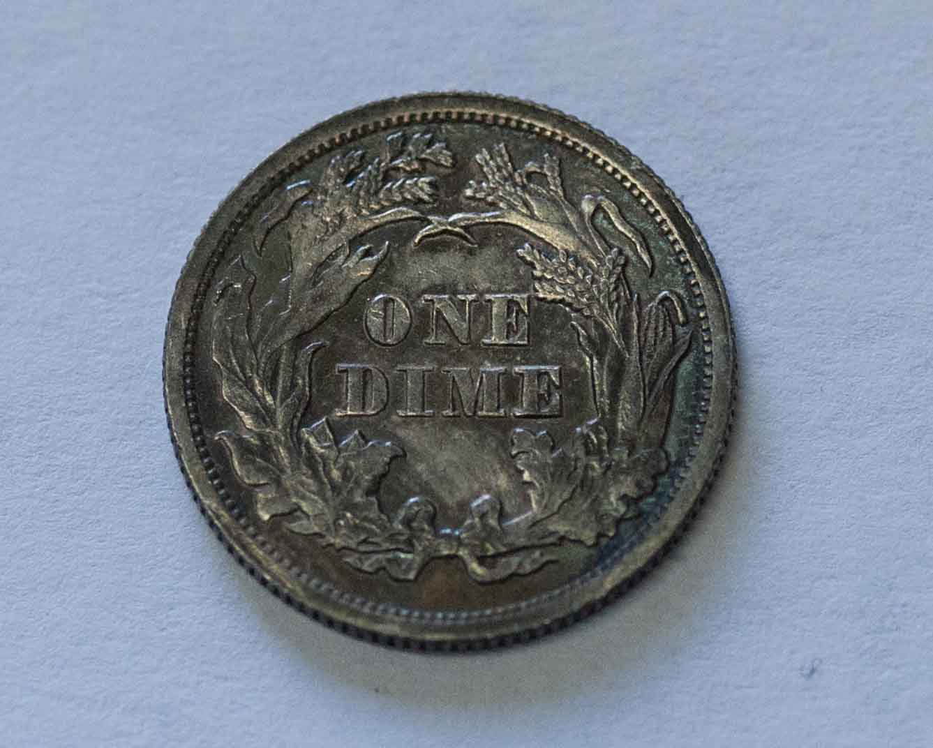 Toned-1872-Seated-Dime
