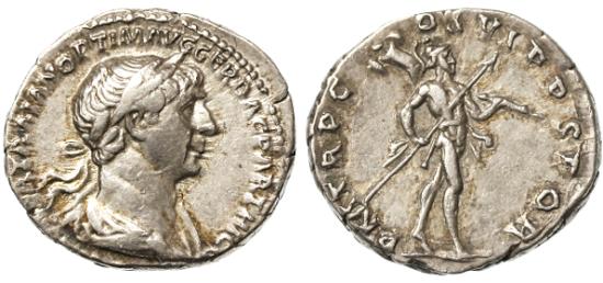 Trajan-AR-Denarius,-Mars-Reverse