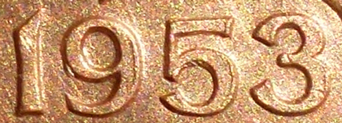 1953-&-57-One-Cent.-Misaligned-Die-And-Rough-Numbers