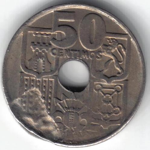 Spanish-50-Centimos-Of-1949-With-A-Major-Lamination-Error?