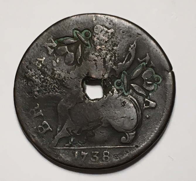 Odd-Holed-&-Countermarked-1738-Half-Penny