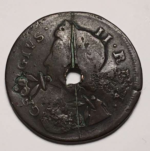 Odd-Holed-&-Countermarked-1738-Half-Penny