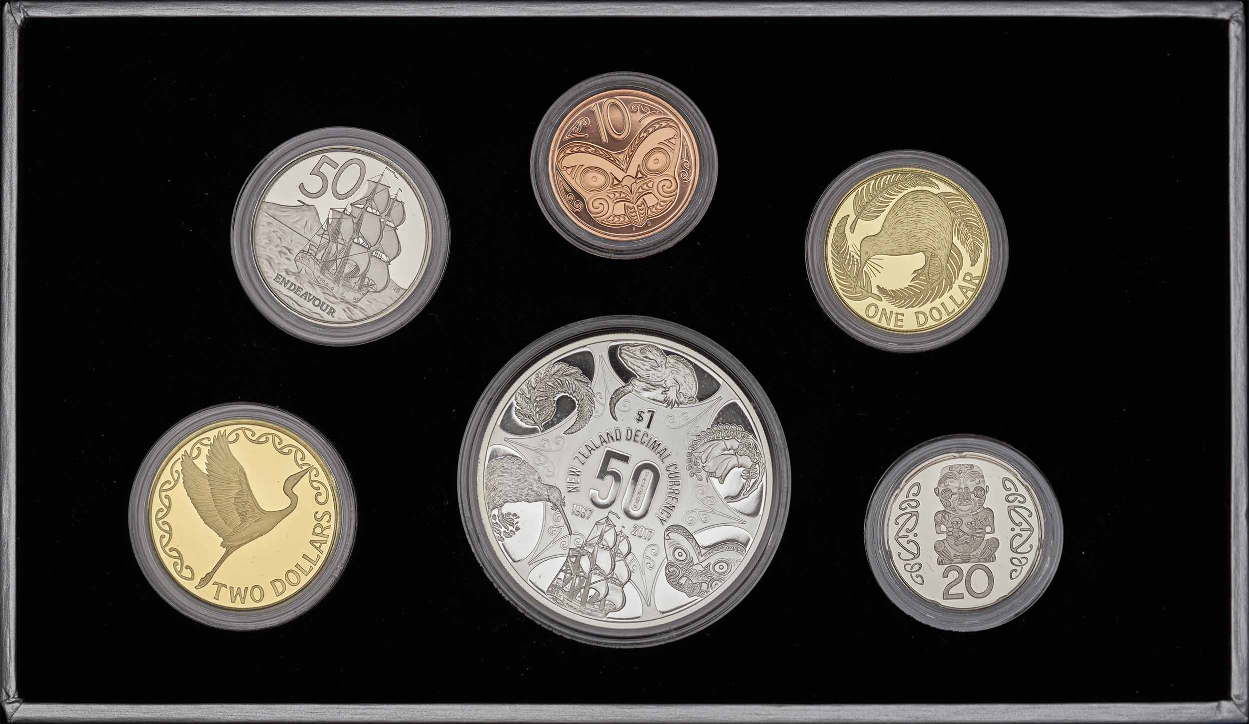 New-Zealand-50-Years-Of-Decimal-Currency:-Proof-Set