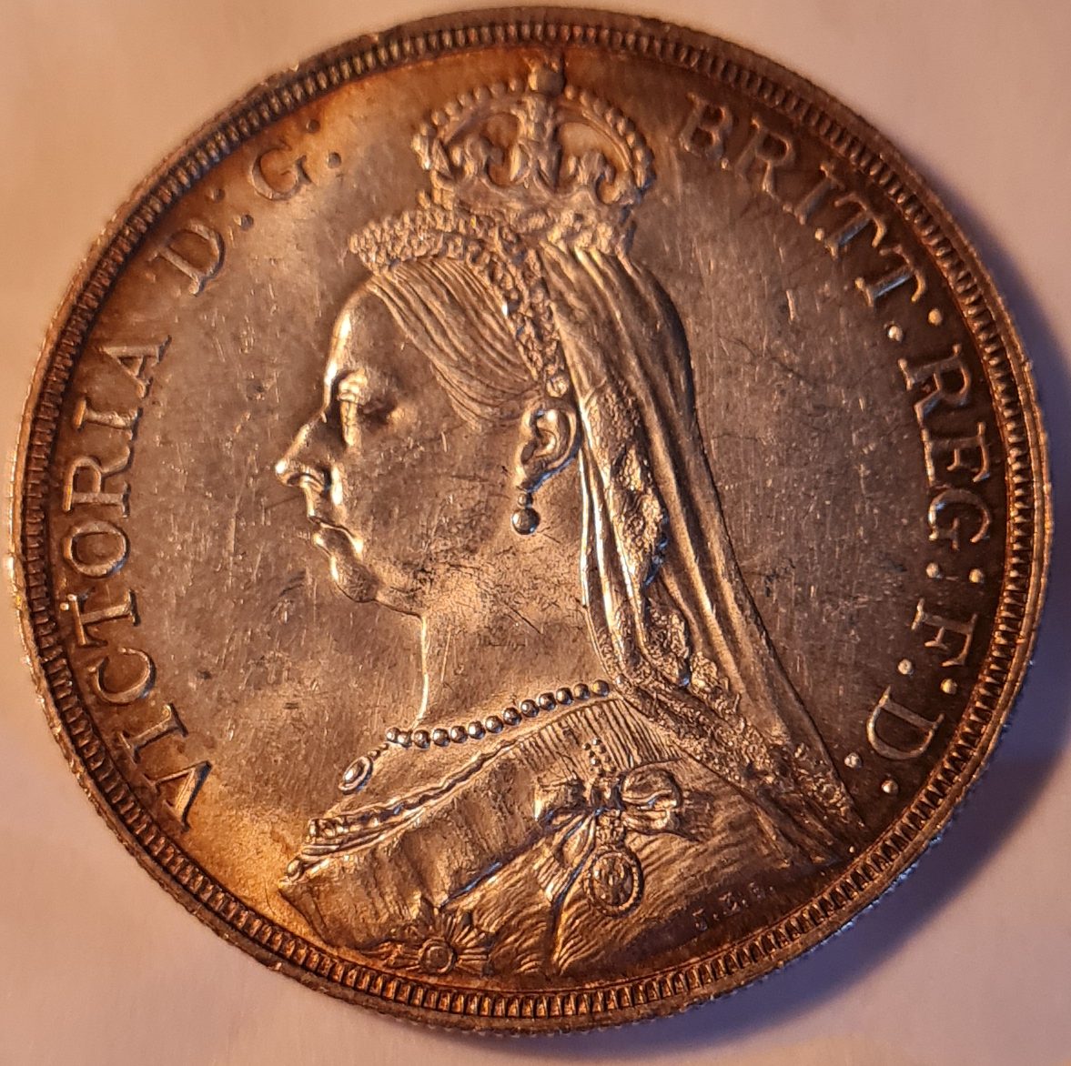 1887-Victoria-Crown-Coin,-I-Think-It's-Been-Cleaned?