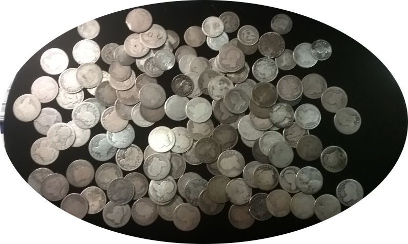 A-Pile-Of-Capped-Bust-Dimes-&-Half-Dimes