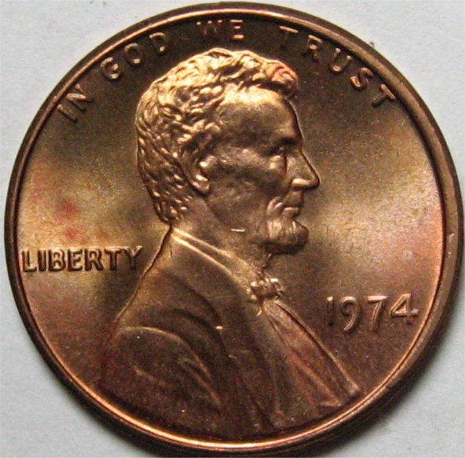 Uncirculated-1974-Lincoln-Cent-With-Scratchs-From-Philadelphia-Mint