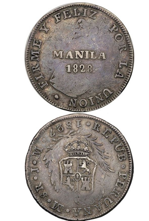 Spanish-Philippines-1828-2-Reales--With-Yii-Countermark