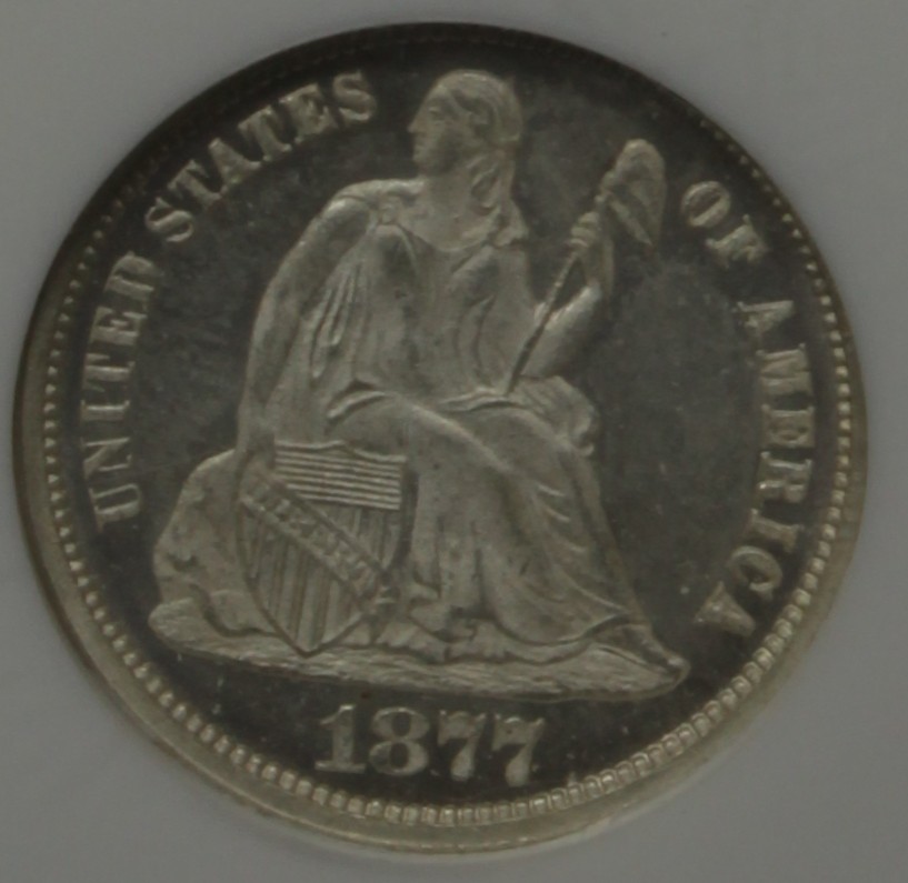 1877-Seated-Liberty-Dime,-Graded-MS-66-By-NGC