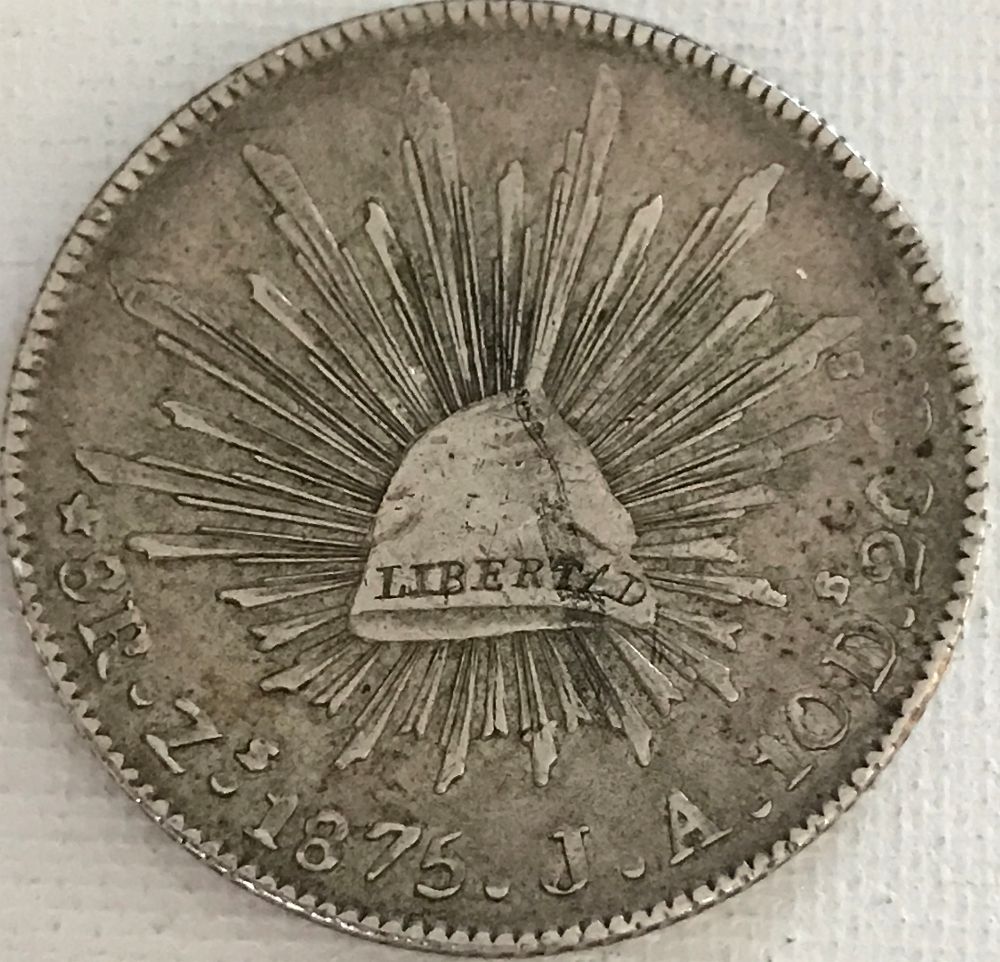 1875-Mexico-8-Reales-Cap-&-Rays-Z,-J.a.