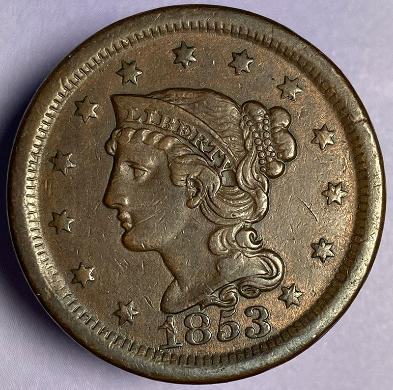 1853-Braided-Hair-Cent-For-Eval-And-Grade