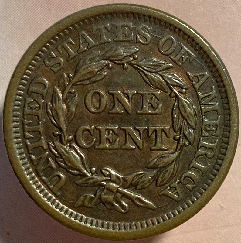 1849-Braided-Hair-Cent---In-Hand