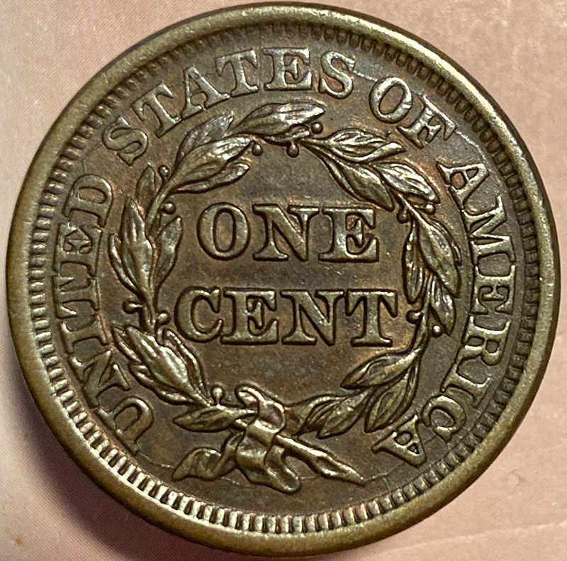 1849-Braided-Hair-Cent---In-Hand
