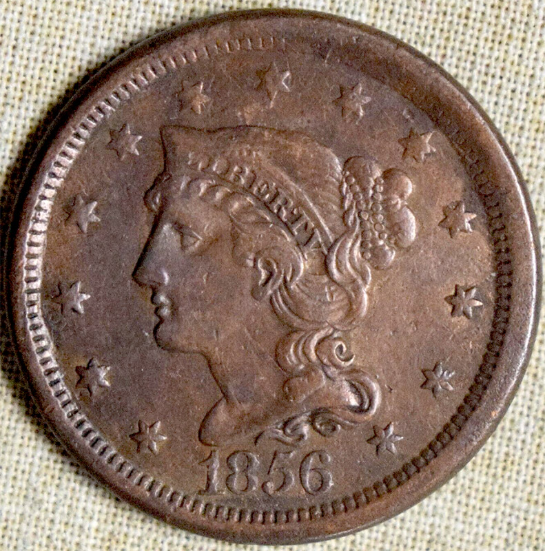1856-Braided-Hair-Cent---Comments,-Grade-And-Die-Variety