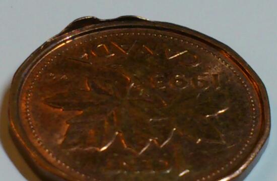 1993-Error-Canada-Cent-Metal-Flow-Around-Die-Unique-Rim