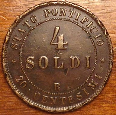 Papal-States-4-Soldi-1867-With-Rim-Damage