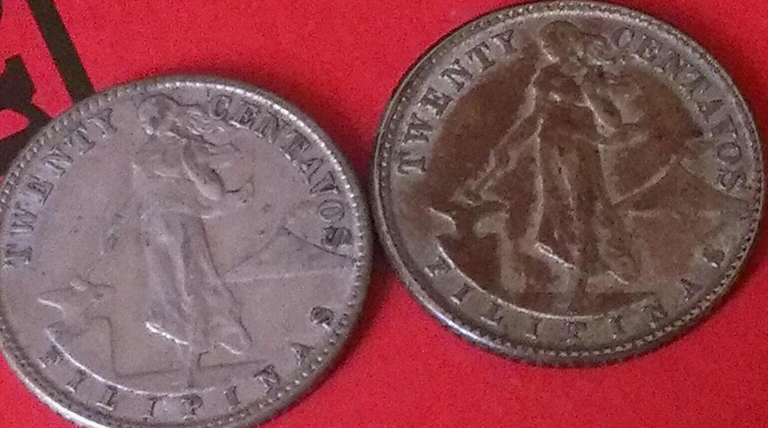 Us-Philippines-20-Centavos-In-Different-Color