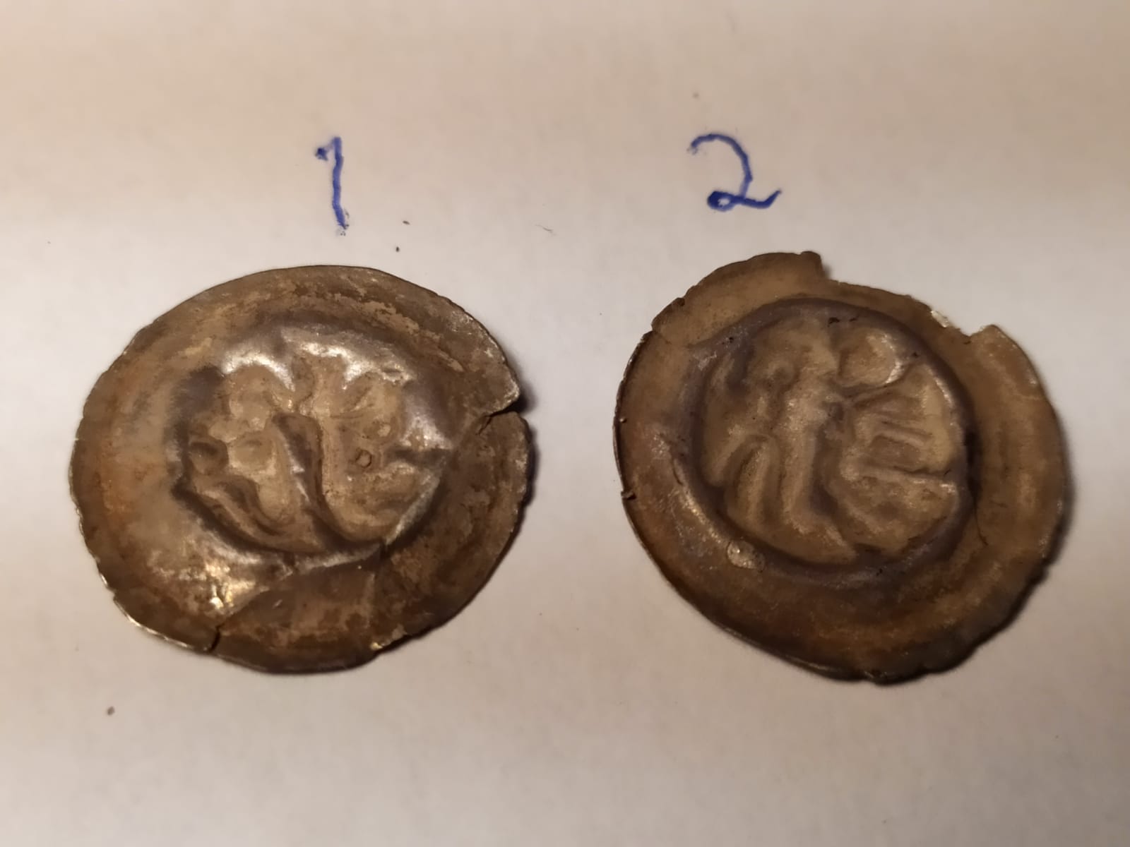 Two-Coins.-Possible-Brakteats?-Any-Leads-To-Identify-The-Coins?