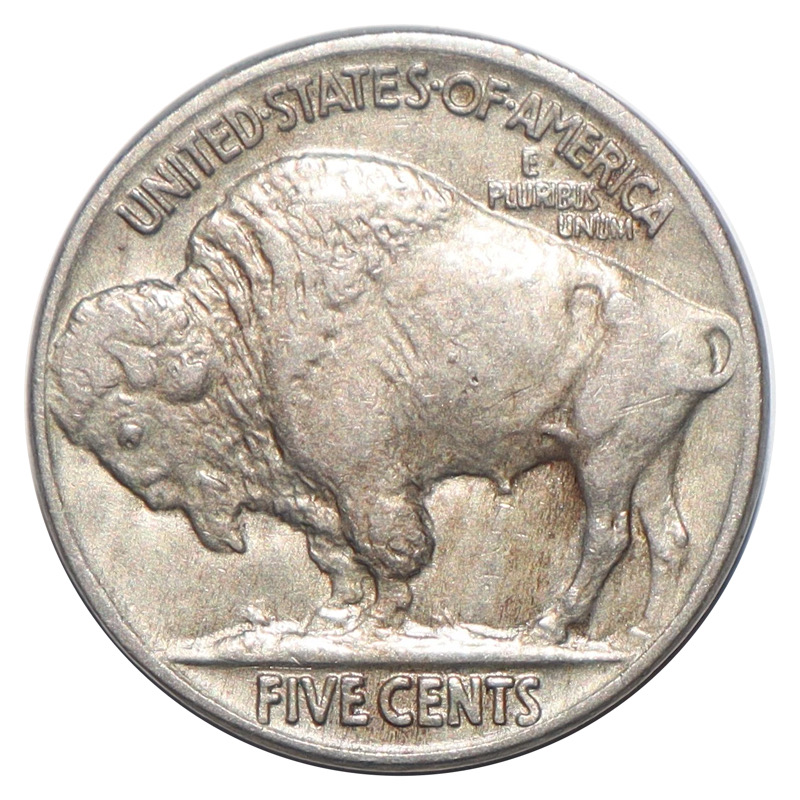 1935-Buffalo-Nickel-With-Thick-Letters-Metal-Flow,-Circulation-Flattening.