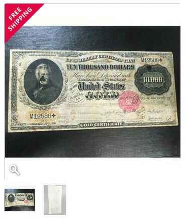 1900--Cancelled---$10,000-Gold-Cert.-On-Propertyroom-Auction-Site.