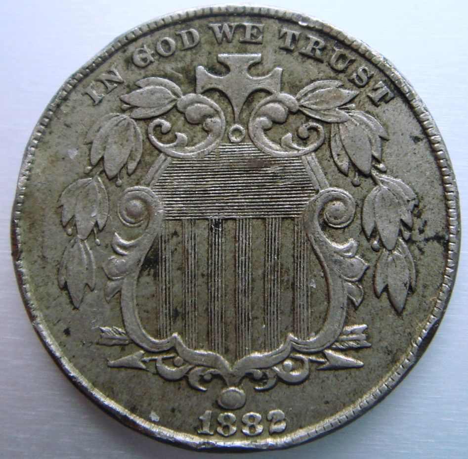 1883/2-Shield-Nickel-W/Lots-Of-Rim-Dings