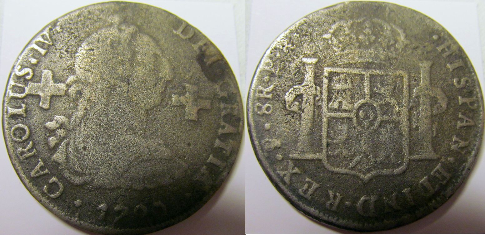 Three-Fake-8-Reales,-2-With-Odd-Cross-Marks---Any-Information-Appreciated