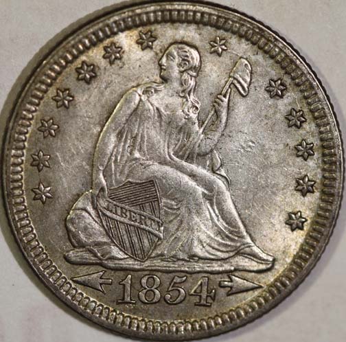 1853-A&r-Seated-Quarter---XF40-Or-Border-Au?